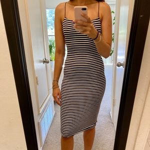 Olivaceous Striped Summer dress